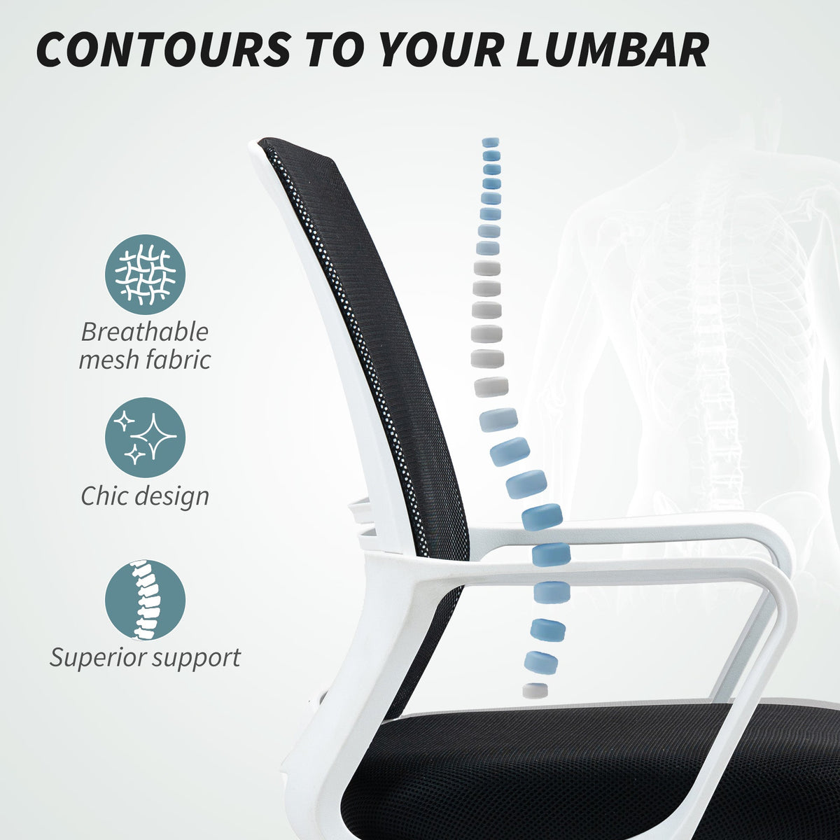 HOMCOM Draughtsman Chair, Mesh Ergonomic Drafting Chair