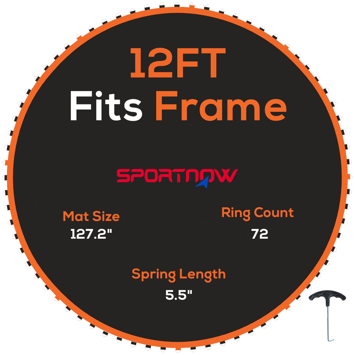 SPORTNOW Trampoline Mat with 72 V-Hooks, for 12ft Trampoline