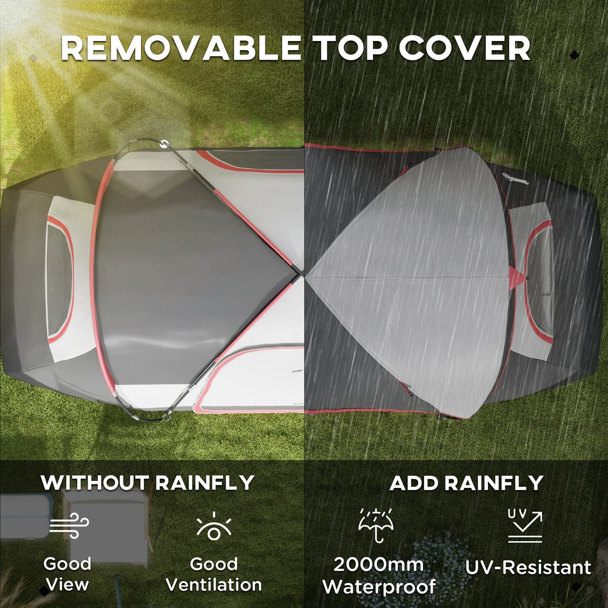 Outsunny 2 Room Camping Tent with Waterproof Rainfly & Screen Panels