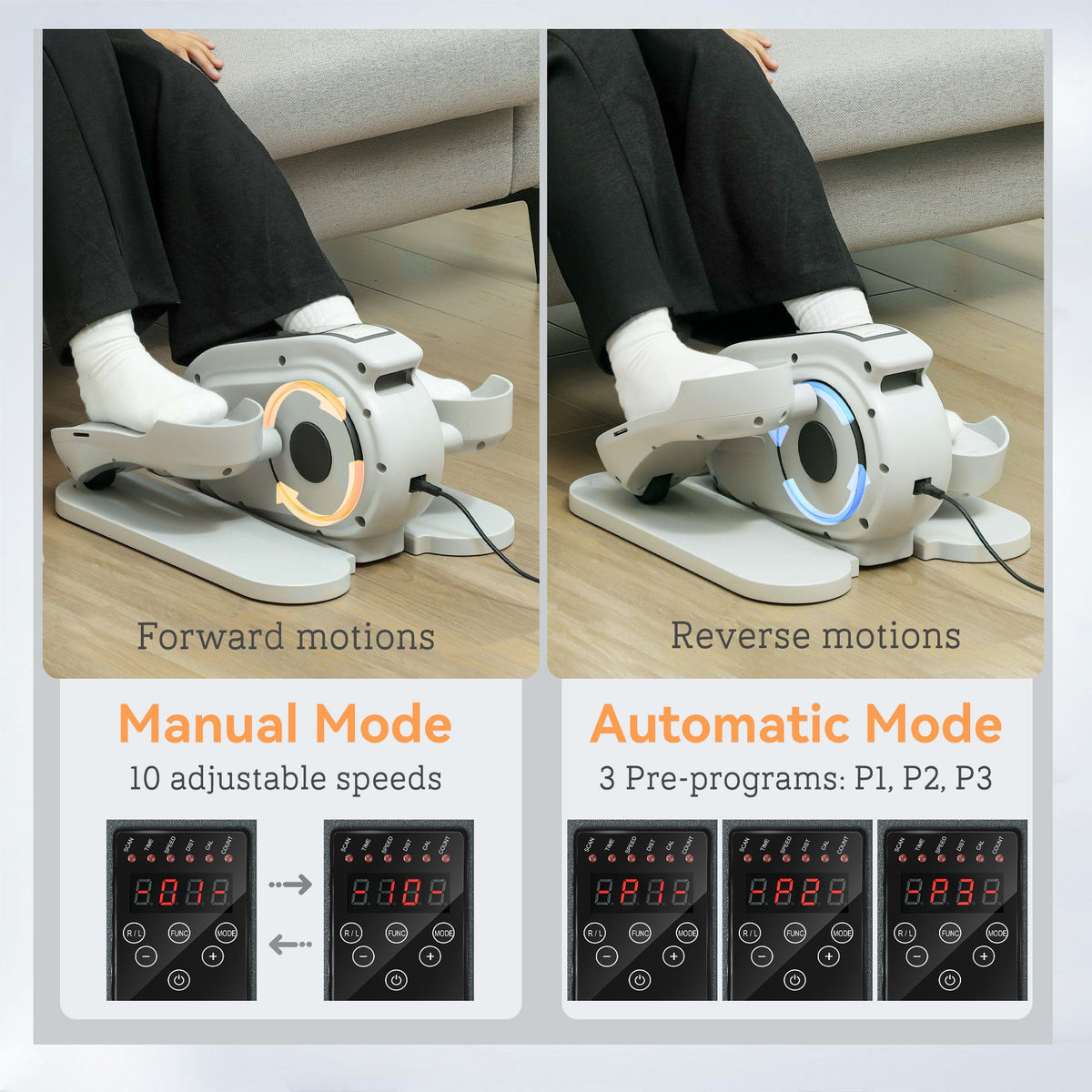 SPORTNOW Under Desk Elliptical Machine Pedal Exerciser w/ 10 Speeds