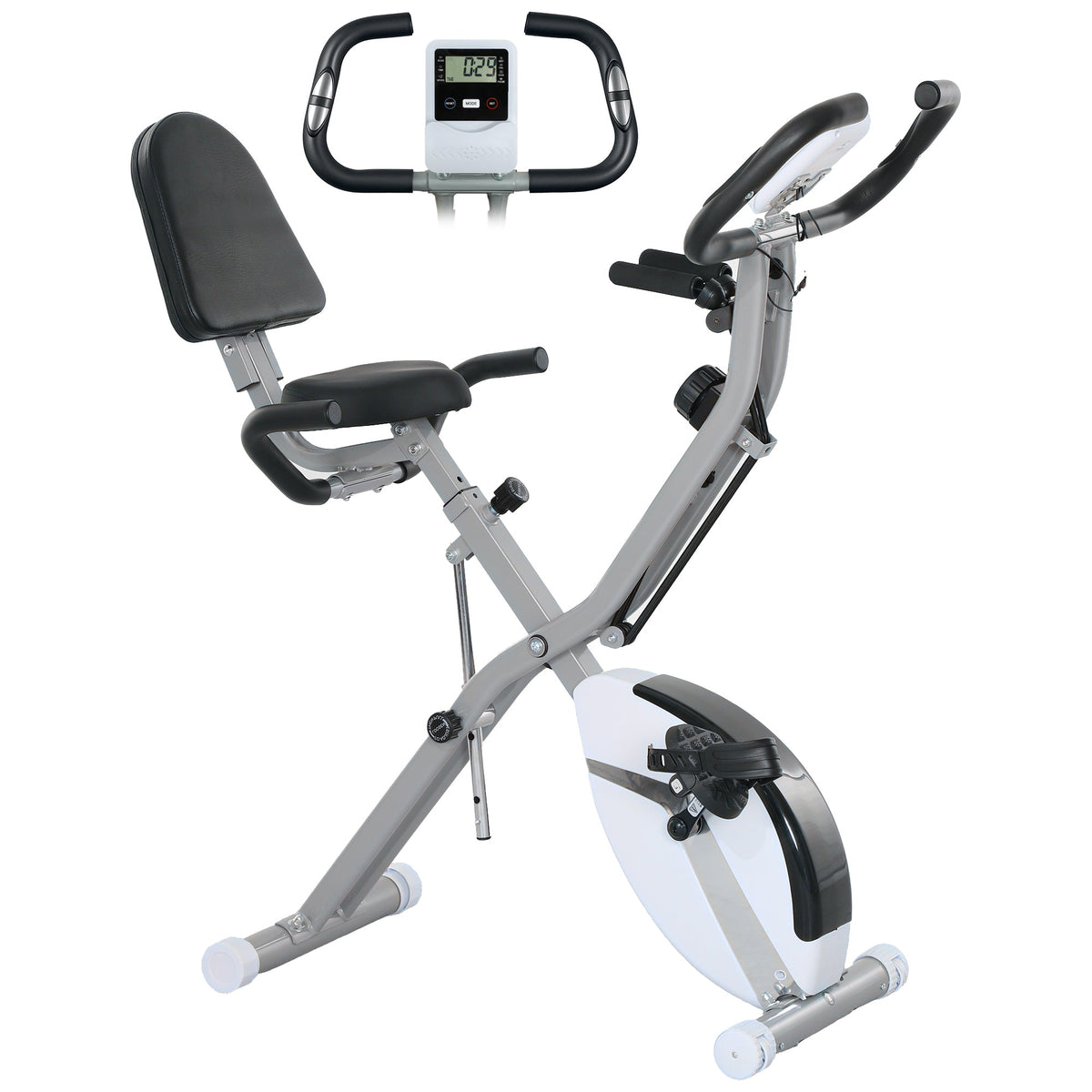 SPORTNOW Folding Exercise Bike with Arm Bands and Hand Pulse Sensor