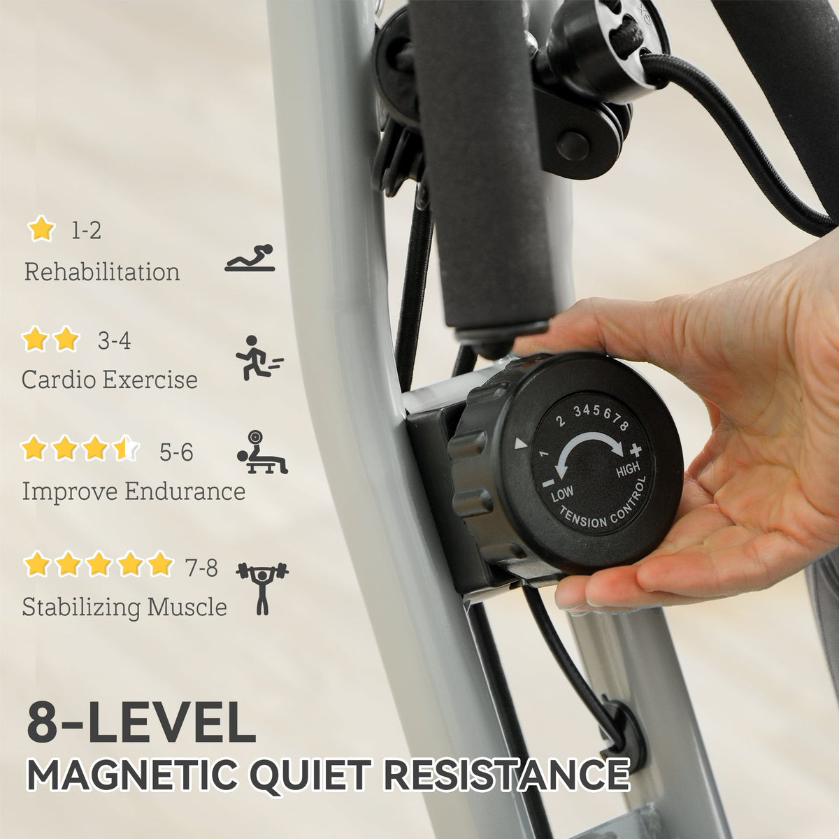 SPORTNOW Folding Exercise Bike with Arm Bands and Hand Pulse Sensor