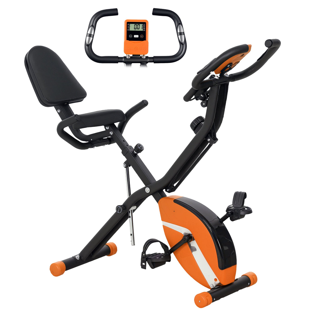 SPORTNOW Folding Exercise Bike with Arm Bands and Hand Pulse Sensor