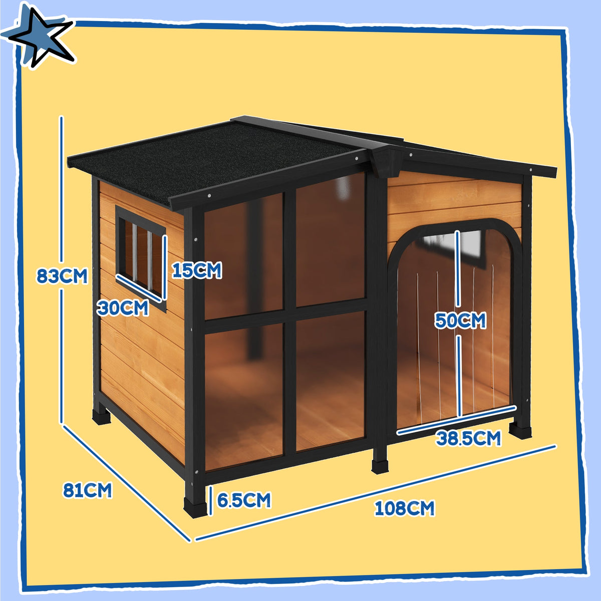 PawHut Wooden Dog Kennel, Dog House with Removable Floor
