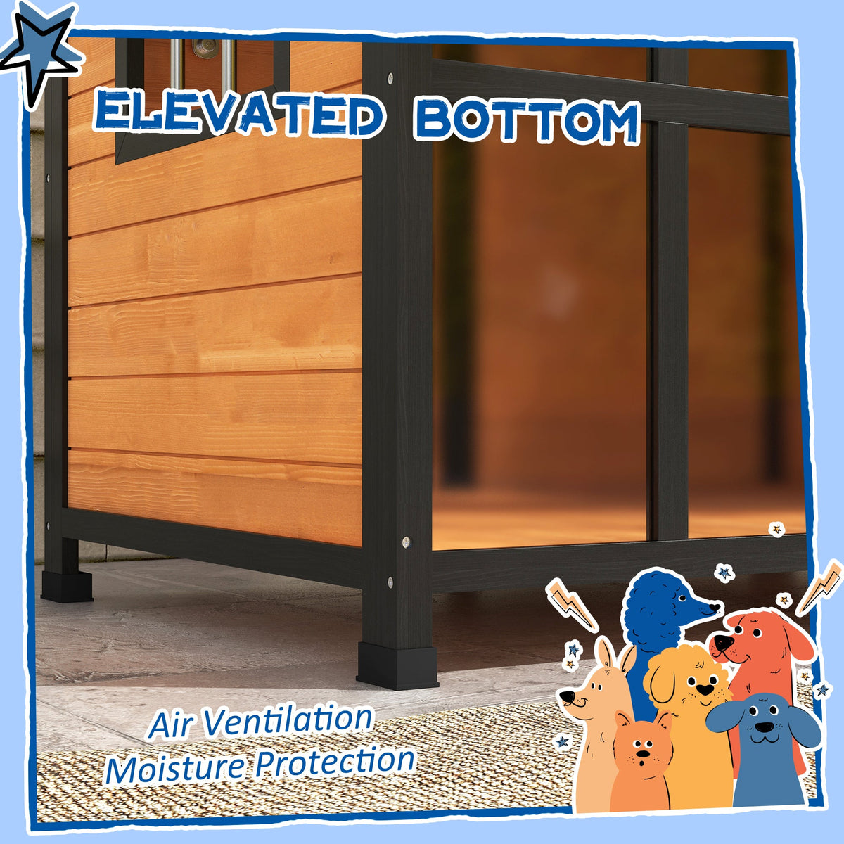 PawHut Wooden Dog Kennel, Dog House with Removable Floor
