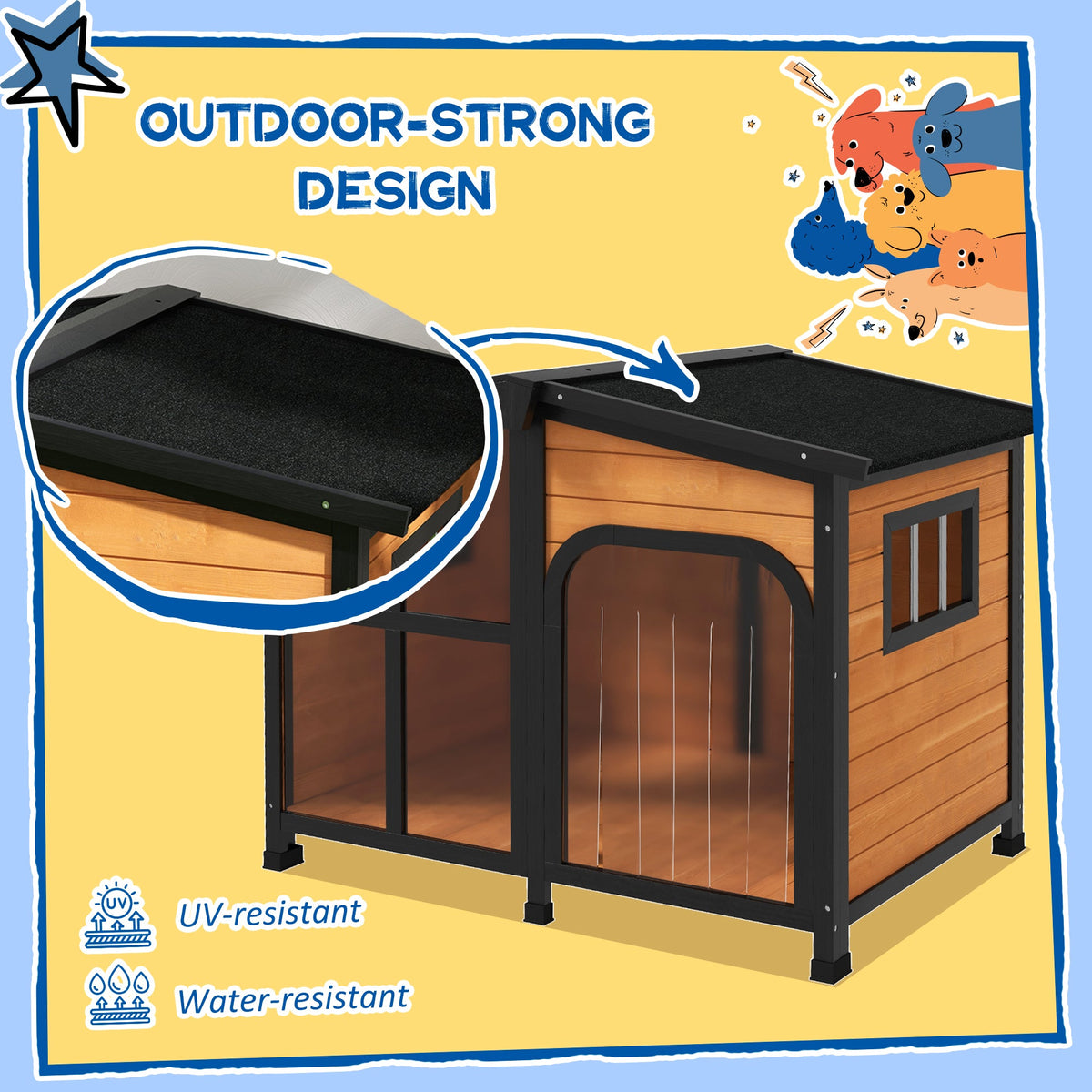 PawHut Wooden Dog Kennel, Dog House with Removable Floor