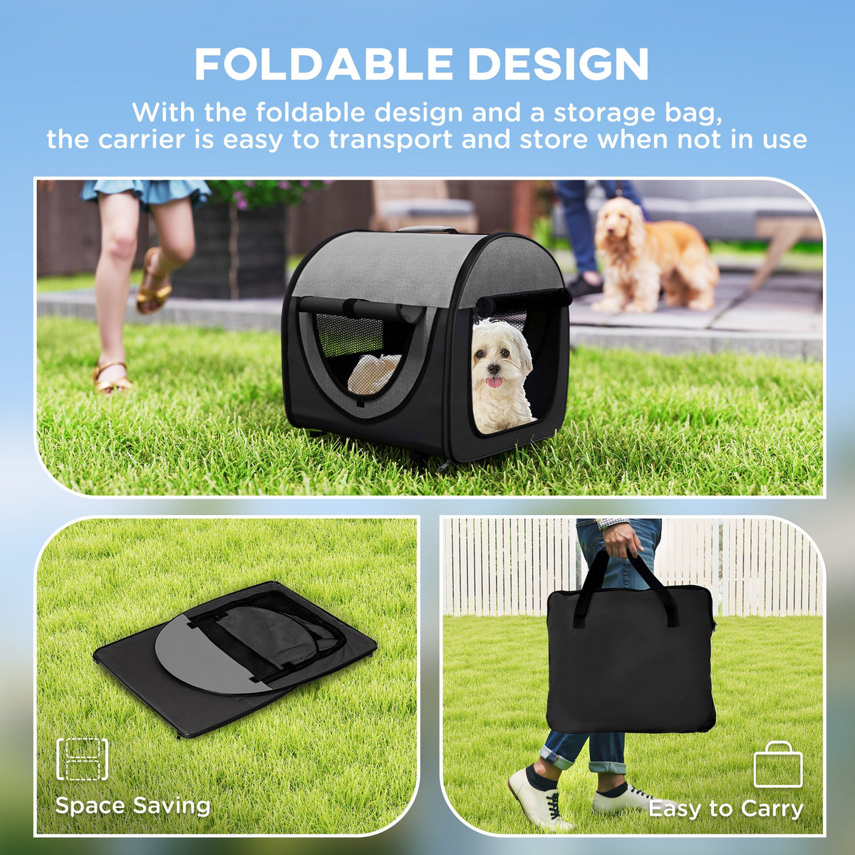 PawHut Folding Fabric Soft Pet Crate Dog Cat Travel Carrier Cage