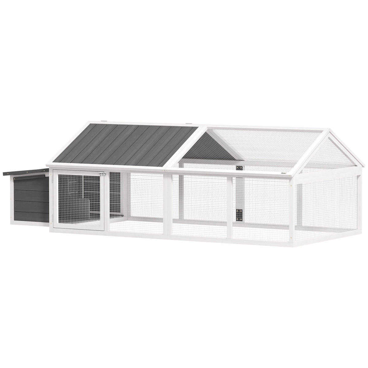 PawHut Wooden Chicken Run with Nesting Box, Openable Roof, for 4-8 Chickens