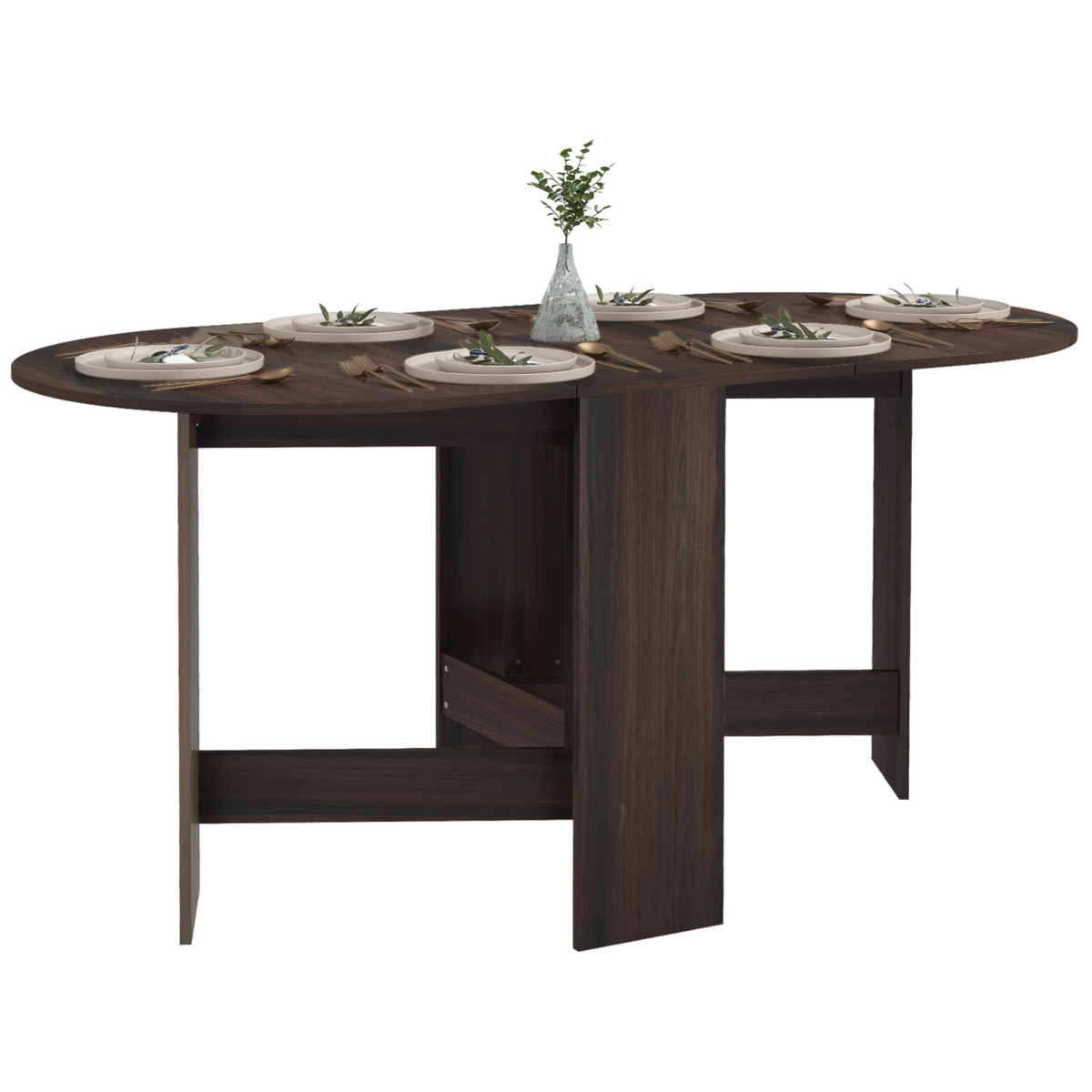HOMCOM Oval Kitchen Table for Dining Room, Small Space Chocolate