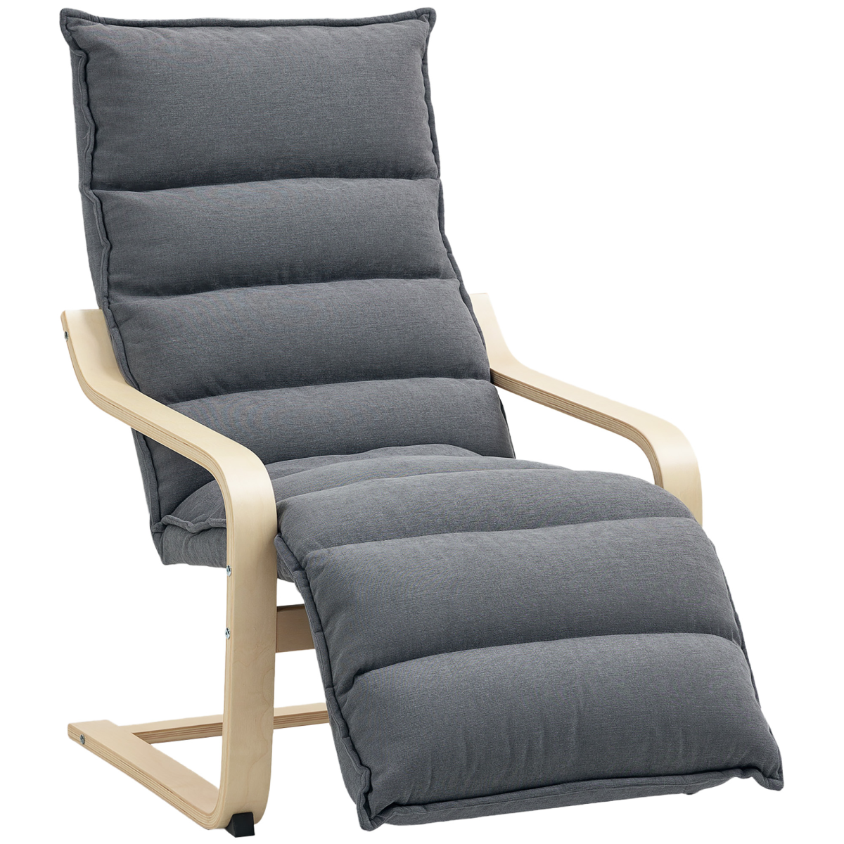 HOMCOM Birch Wood Lounge Chair for Living Room, Bedroom