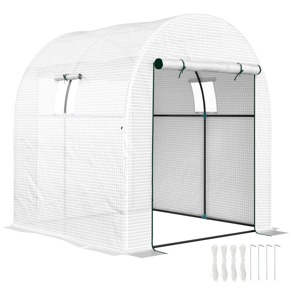 Outsunny 1.8 x 1.8 x 2m Polytunnel Greenhouse with Doors and Mesh Windows