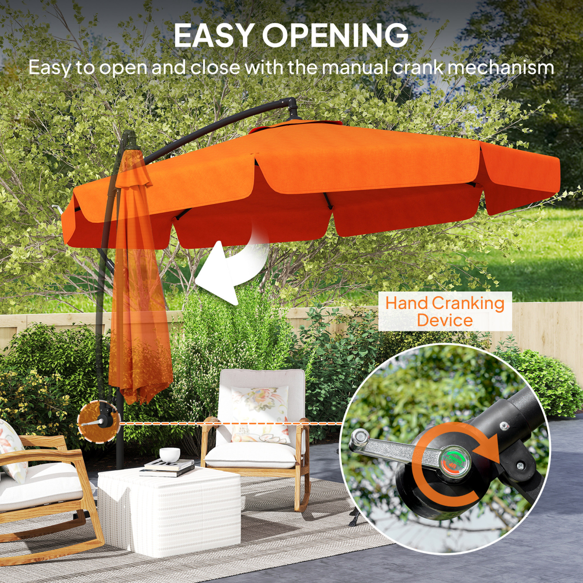 Outsunny 2.7m Garden Cantilever Banana Parasol Sun Shade w/ Crank