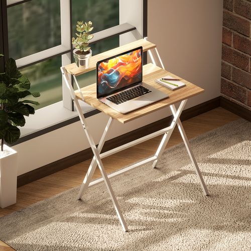 HOMCOM 70 cm Folding Computer Desk for Small Spaces Bedroom