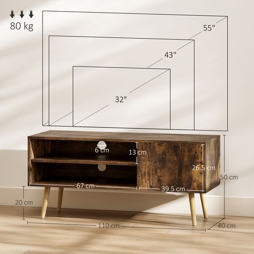 HOMCOM TV Unit Cabinet for TVs up to 55Inches with Cupboard Shelves