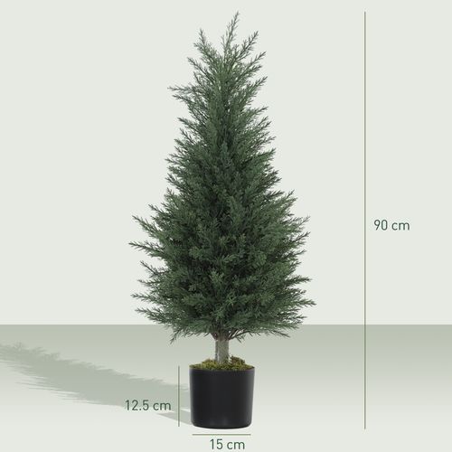 HOMCOM Set of 2 Decorative Artificial Plant, Fake Plants for Home Decor