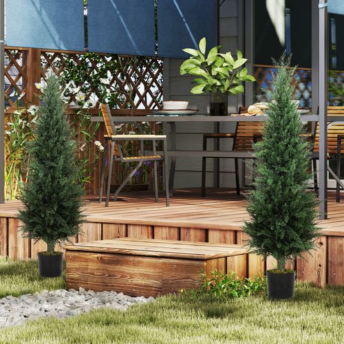 HOMCOM Set of 2 Decorative Artificial Plant, Fake Plants for Home Decor