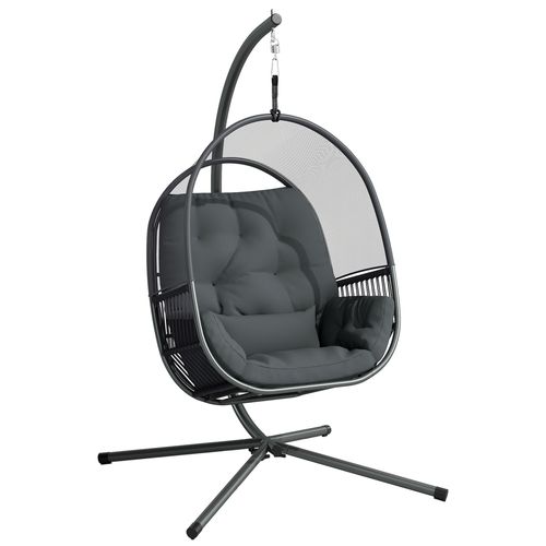 Outsunny Hanging Egg Chair with Stand, Cushions for Garden