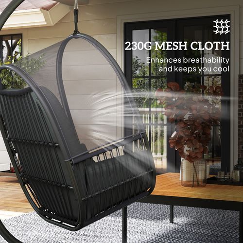 Outsunny Hanging Egg Chair with Stand, Cushions for Garden
