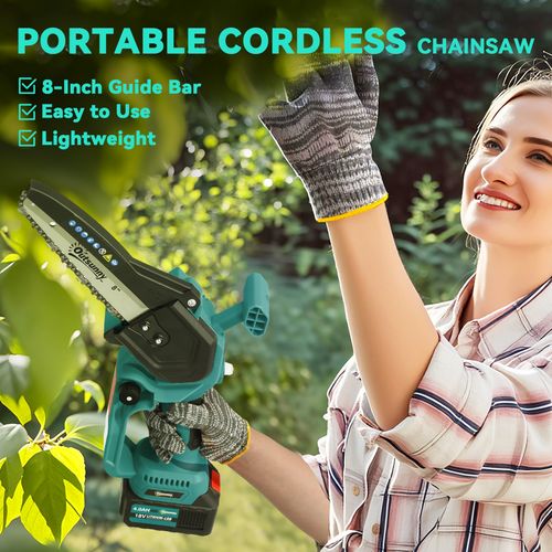 Outsunny 8 Inch Electric Chainsaw with Brushless Motor, 2 Batteries