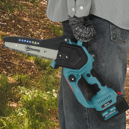 Outsunny 8 Inch Electric Chainsaw with Brushless Motor, 2 Batteries