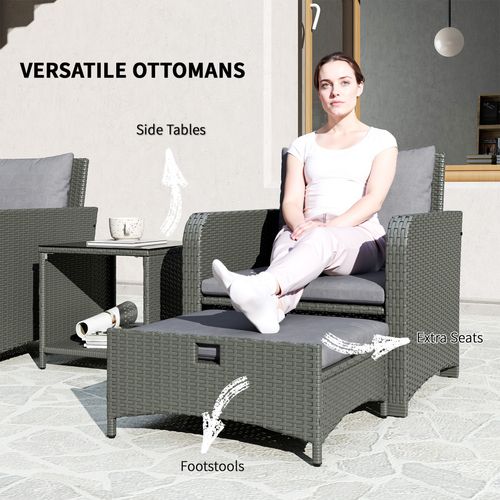 Outsunny Wicker Patio Conversation Set with 2 Armchairs and 6 Cushions