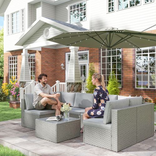 Outsunny 7 Pieces Rattan Garden Furniture Set with Cushions