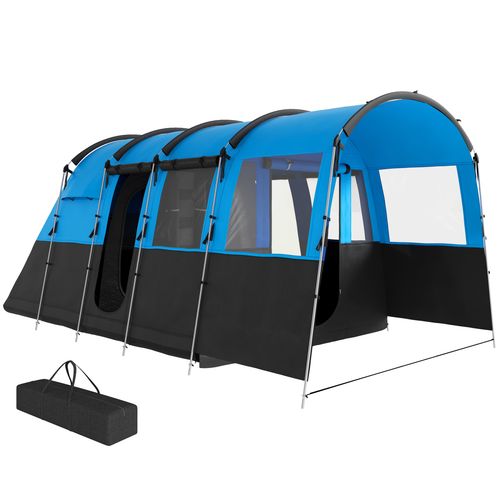 Outsunny 8-Person Camping Tent Tunnel Design with 4 Large Windows
