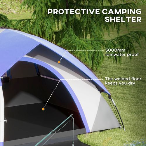 Outsunny 2 Man Camping Tent w/ Sewn-in Groundsheet, 3000mm Waterproof