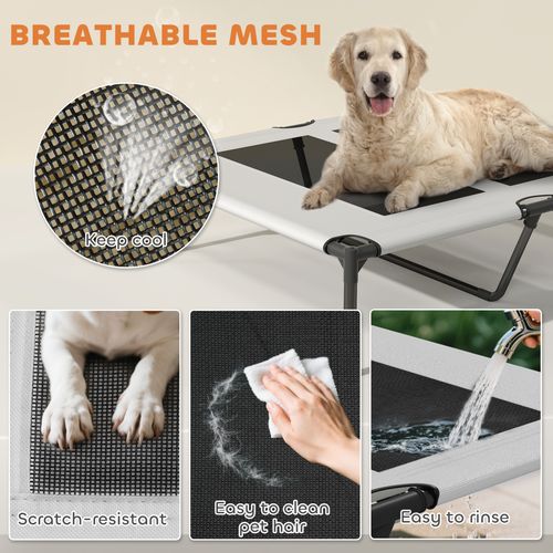 PawHut Portable Elevated Dog Bed with Removable Canopy