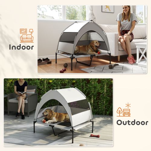 PawHut Portable Elevated Dog Bed with Removable Canopy