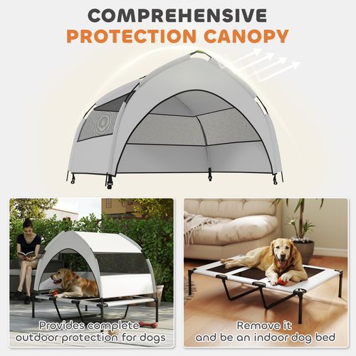 PawHut Portable Elevated Dog Bed with Removable Canopy