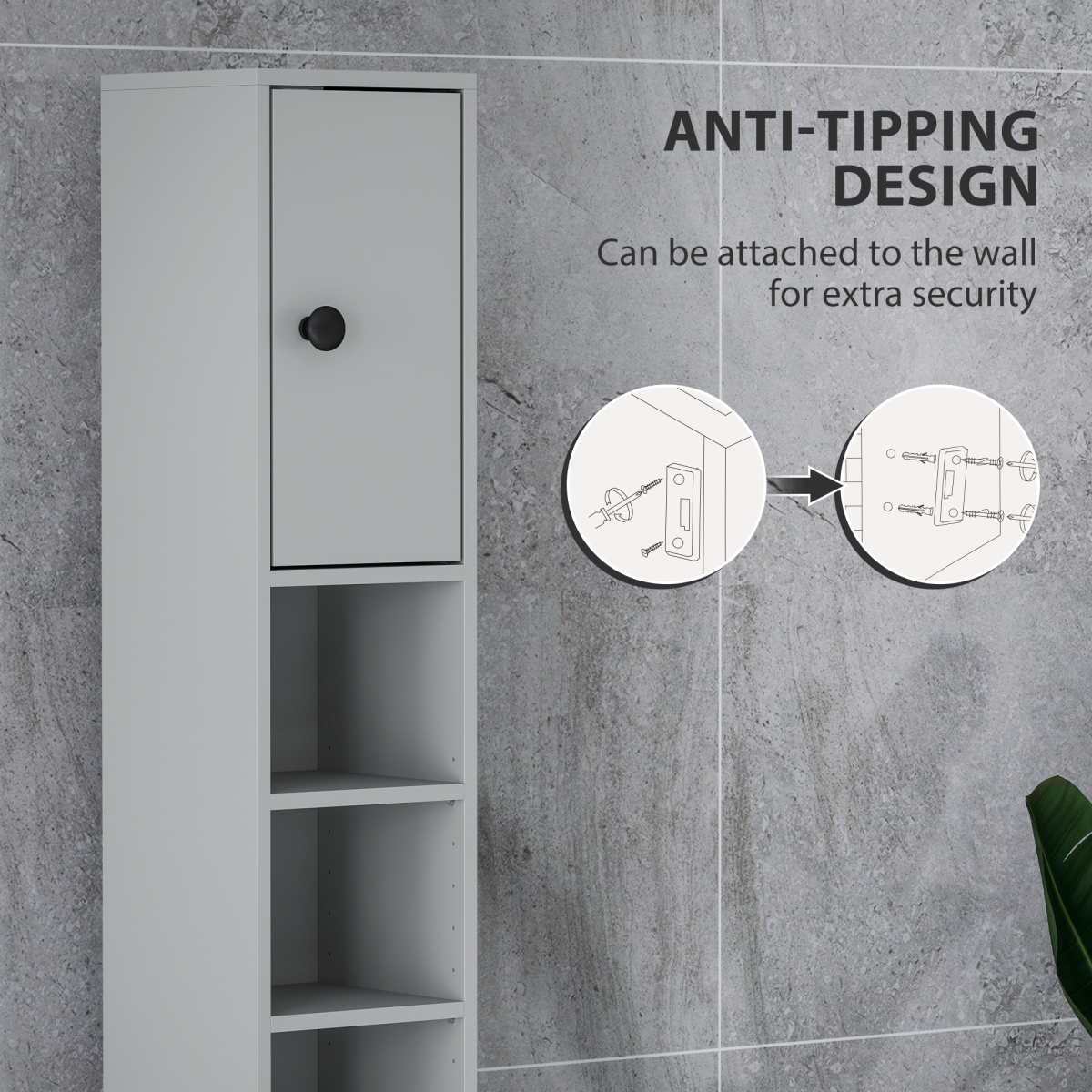 kleankin Slim Bathroom Cabinet, Toilet Roll Storage w/ Open Shelves