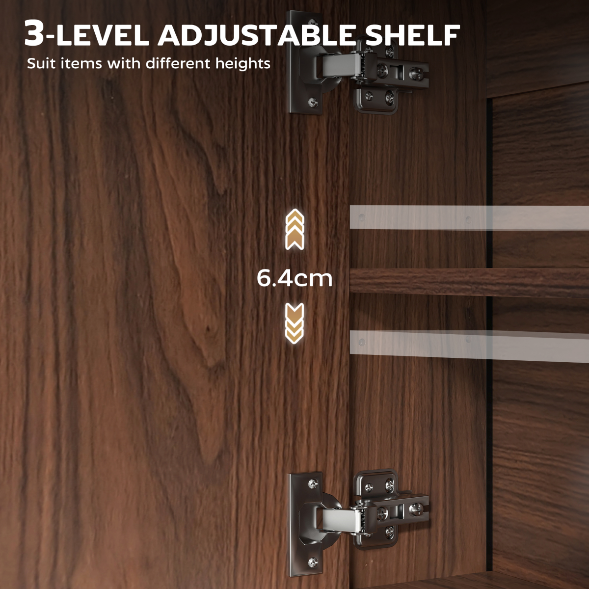 HOMCOM Industrial Bathroom Cabinet with 2 Mirrored Doors Open Shelf