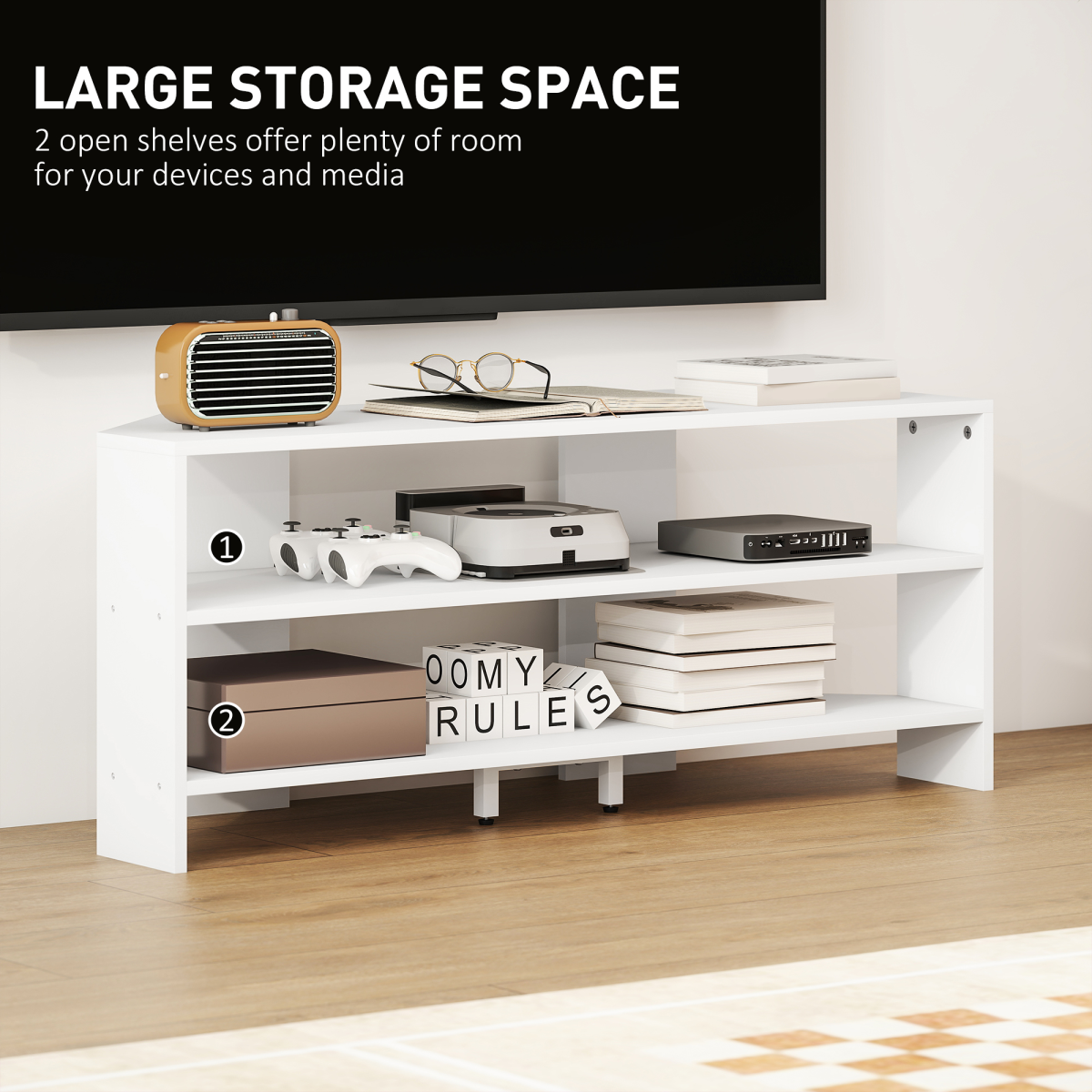 HOMCOM Corner TV Stand, TV Unit with Open Shelves for 47 Inch TV