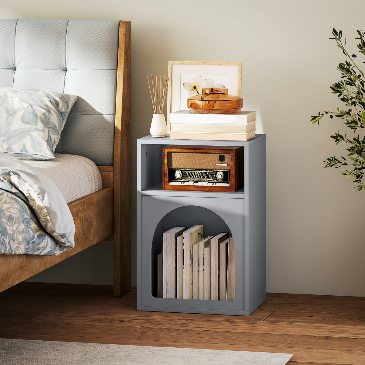 HOMCOM Bedside Table, Modern Bedside Cabinet for Bedroom