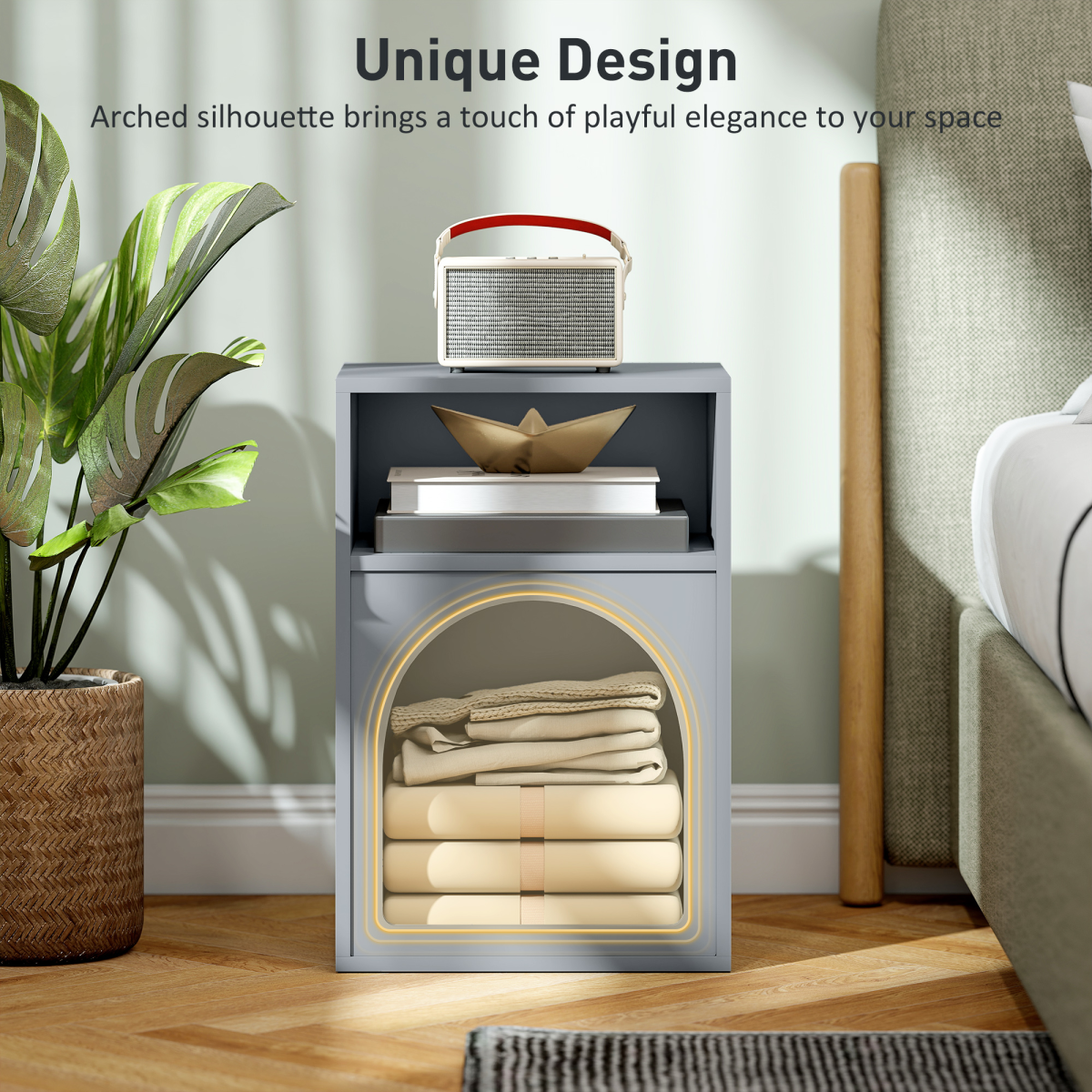 HOMCOM Bedside Table, Modern Bedside Cabinet for Bedroom