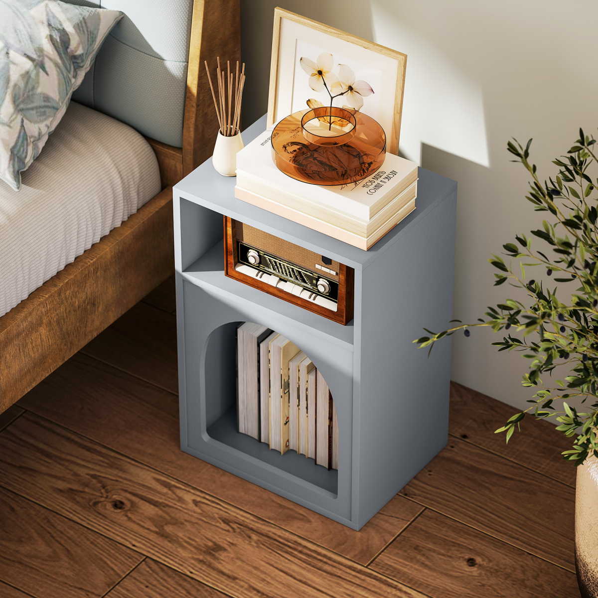 HOMCOM Bedside Table, Modern Bedside Cabinet for Bedroom