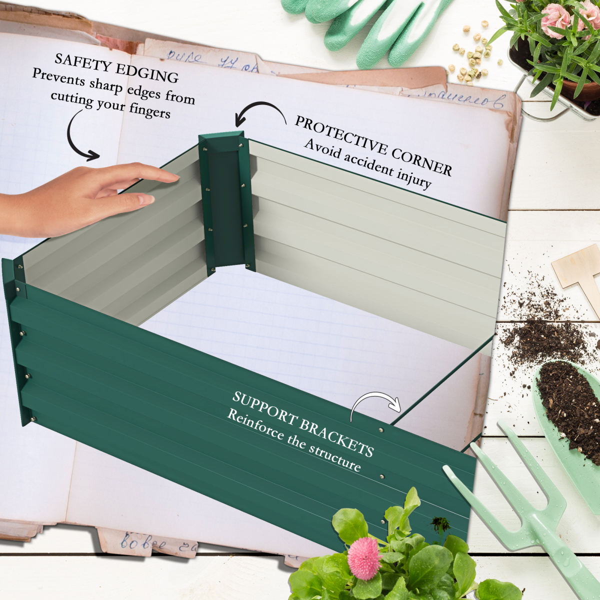 Outsunny Galvanised Raised Bed for Garden, Outdoor Elevated Planter Box