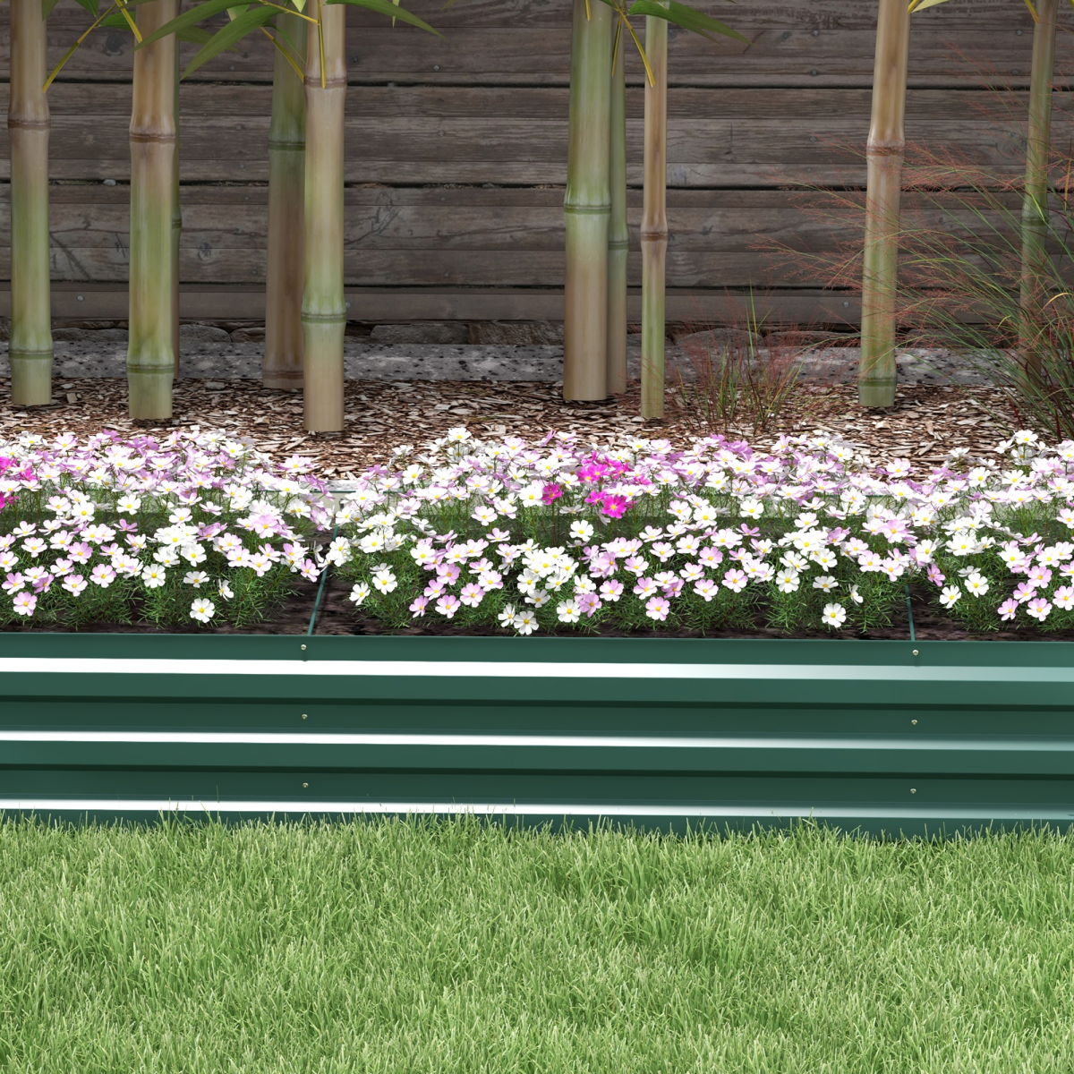 Outsunny Galvanised Raised Bed for Garden, Outdoor Elevated Planter Box