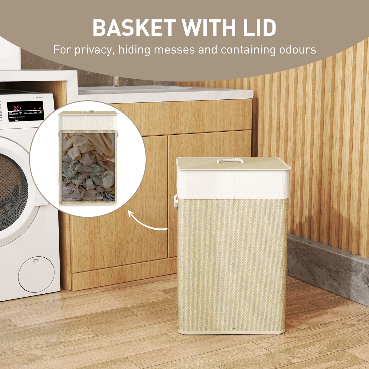 HOMCOM Laundry Hamper with Removable Washable Liner Bag