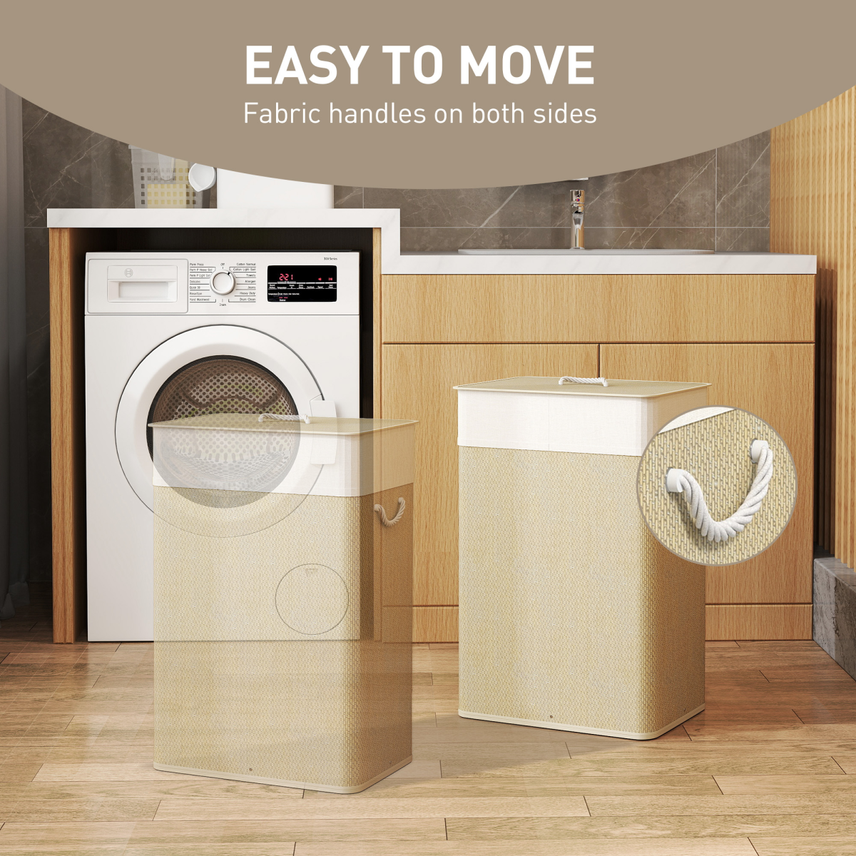 HOMCOM Laundry Hamper with Removable Washable Liner Bag