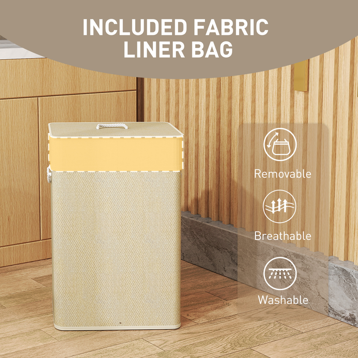 HOMCOM Laundry Hamper with Removable Washable Liner Bag