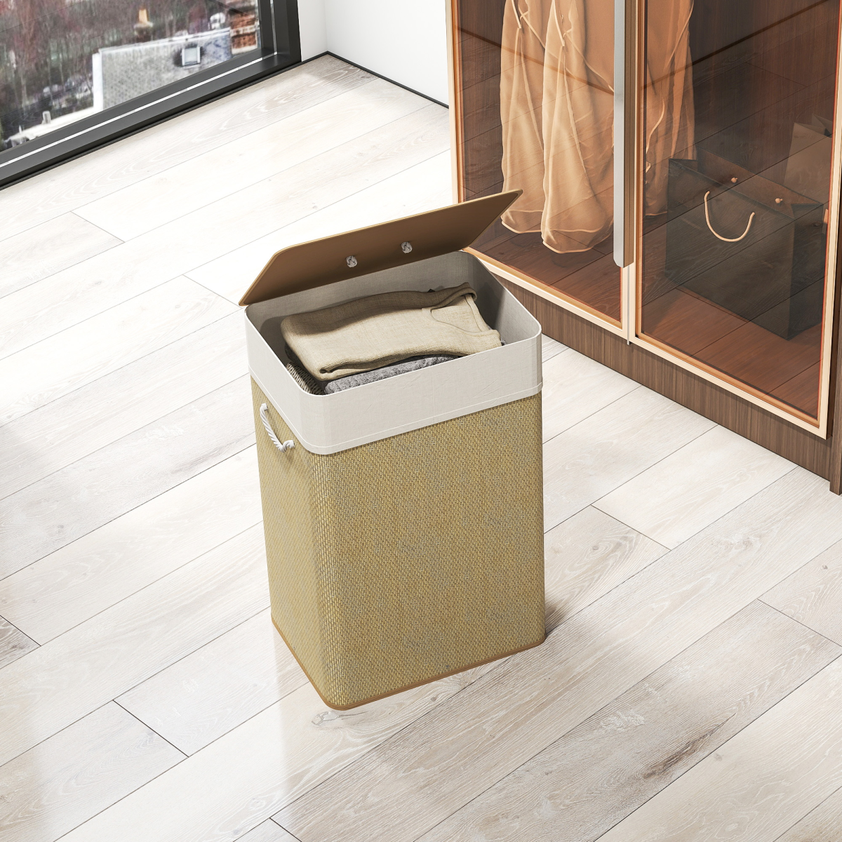 HOMCOM Laundry Hamper with Removable Washable Liner Bag