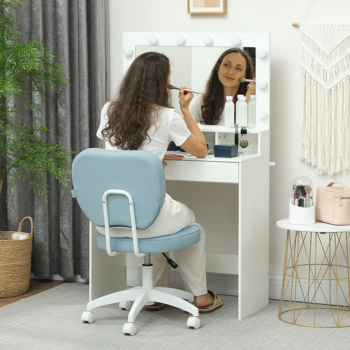 Vinsetto Vanity Task Chair with Adjustable Height, Armless