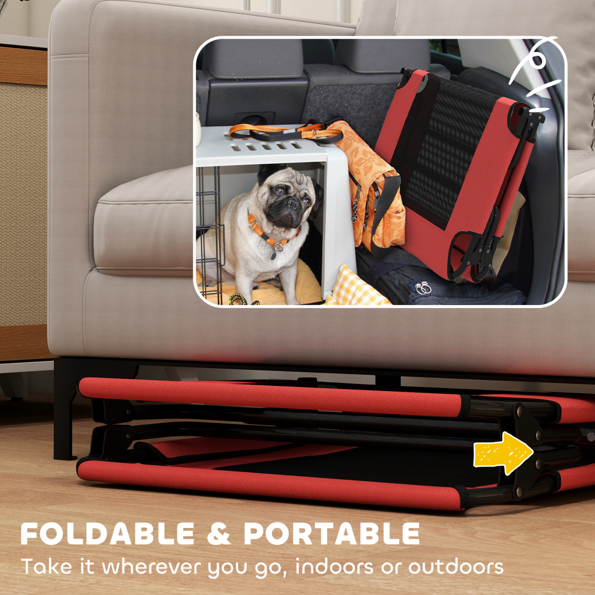 PawHut Raised Dog Bed with Breathable Mesh for S & M Dogs