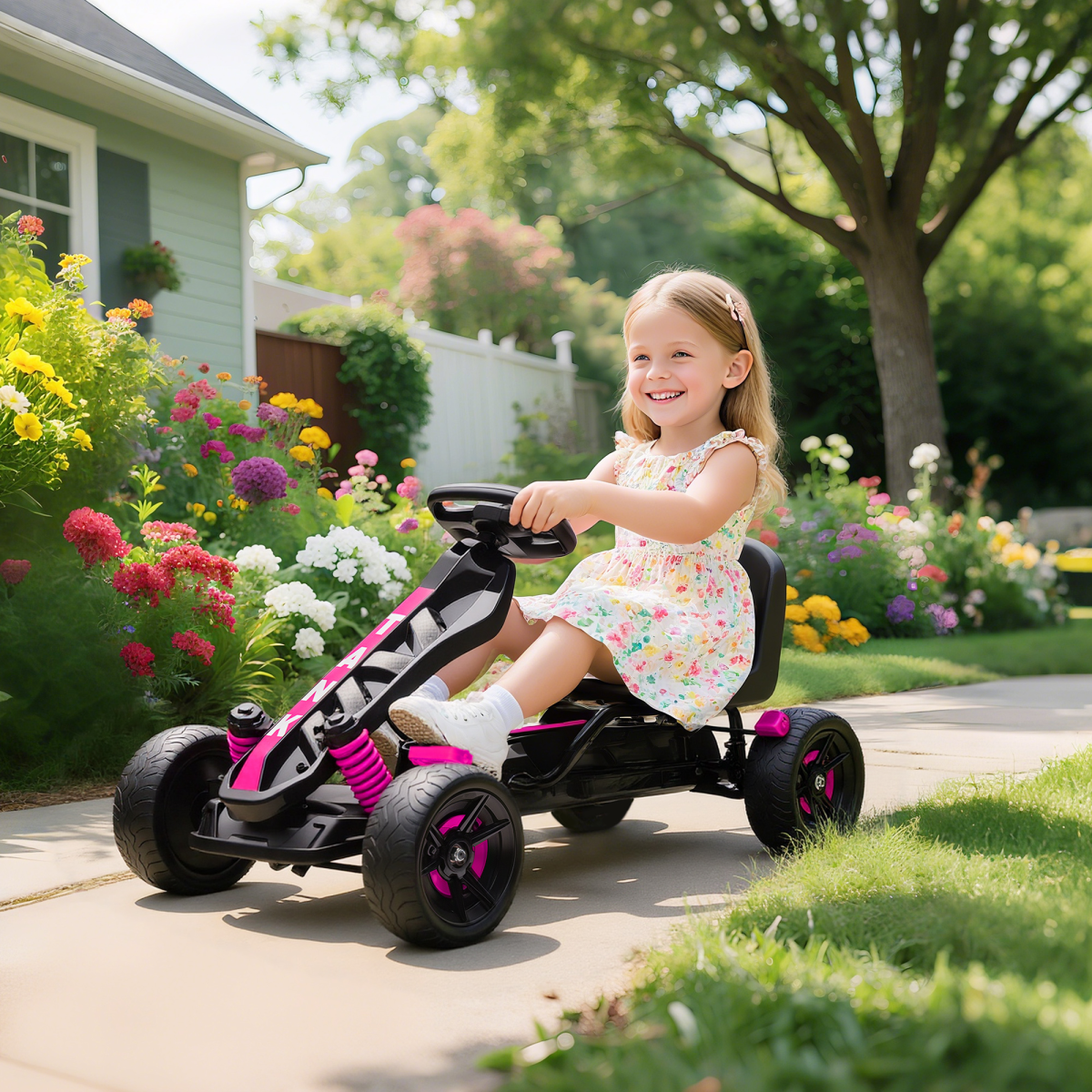 AIYAPLAY Pedal Go Kart with Automatic Clutch, for Ages 3-6 Years, Blue