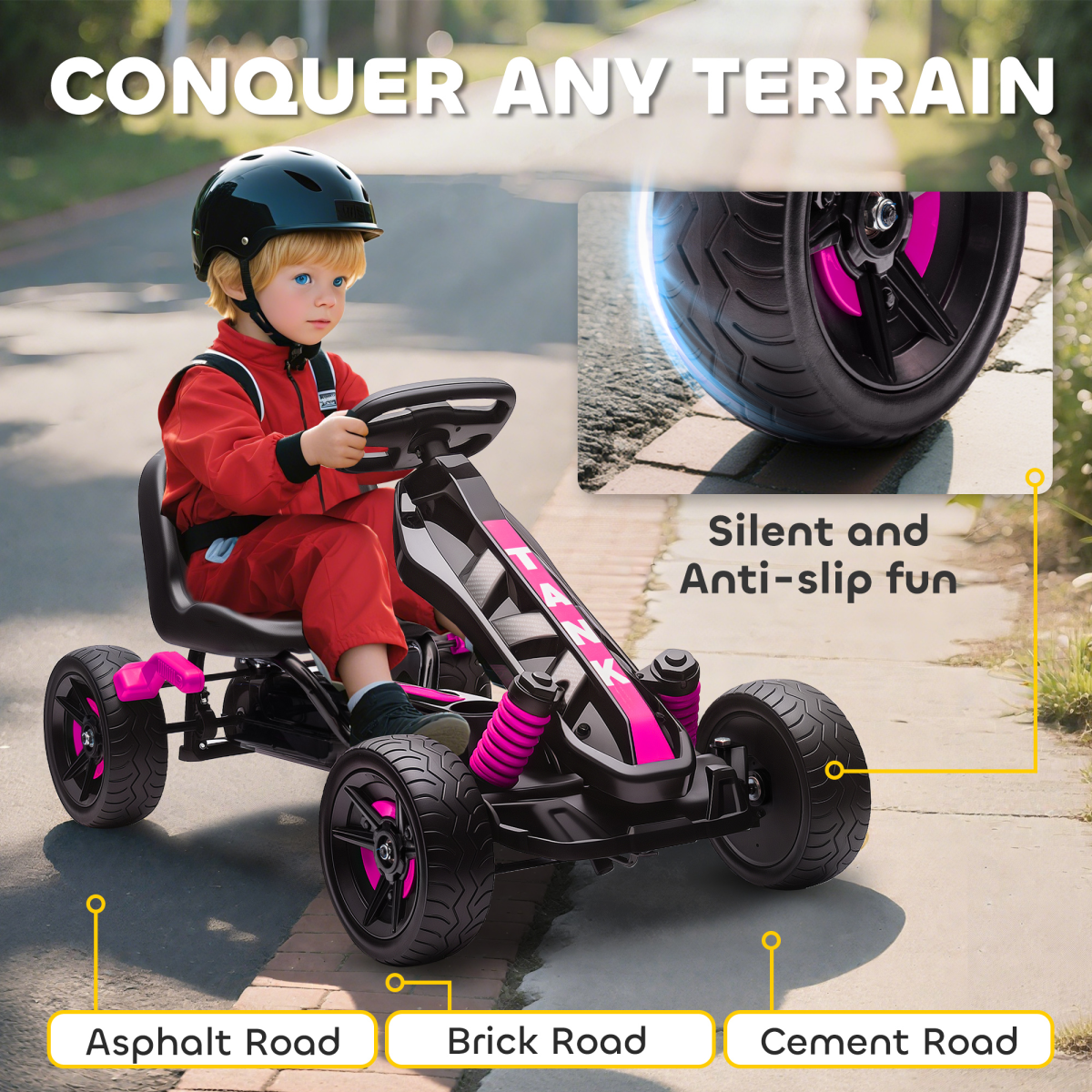 AIYAPLAY Pedal Go Kart with Automatic Clutch, for Ages 3-6 Years, Blue