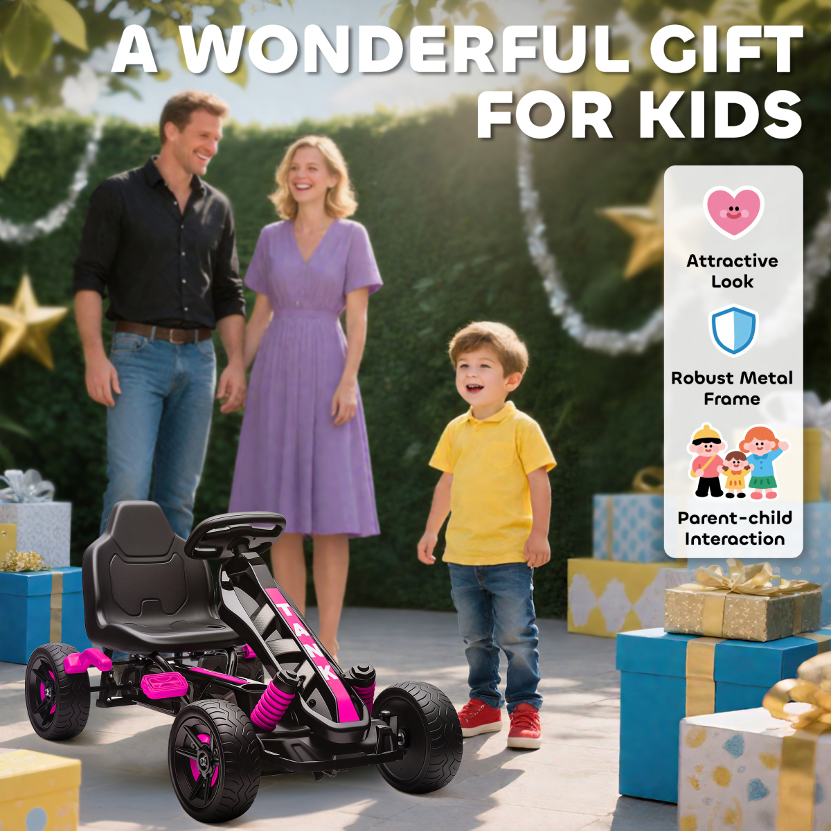 AIYAPLAY Pedal Go Kart with Automatic Clutch, for Ages 3-6 Years, Blue
