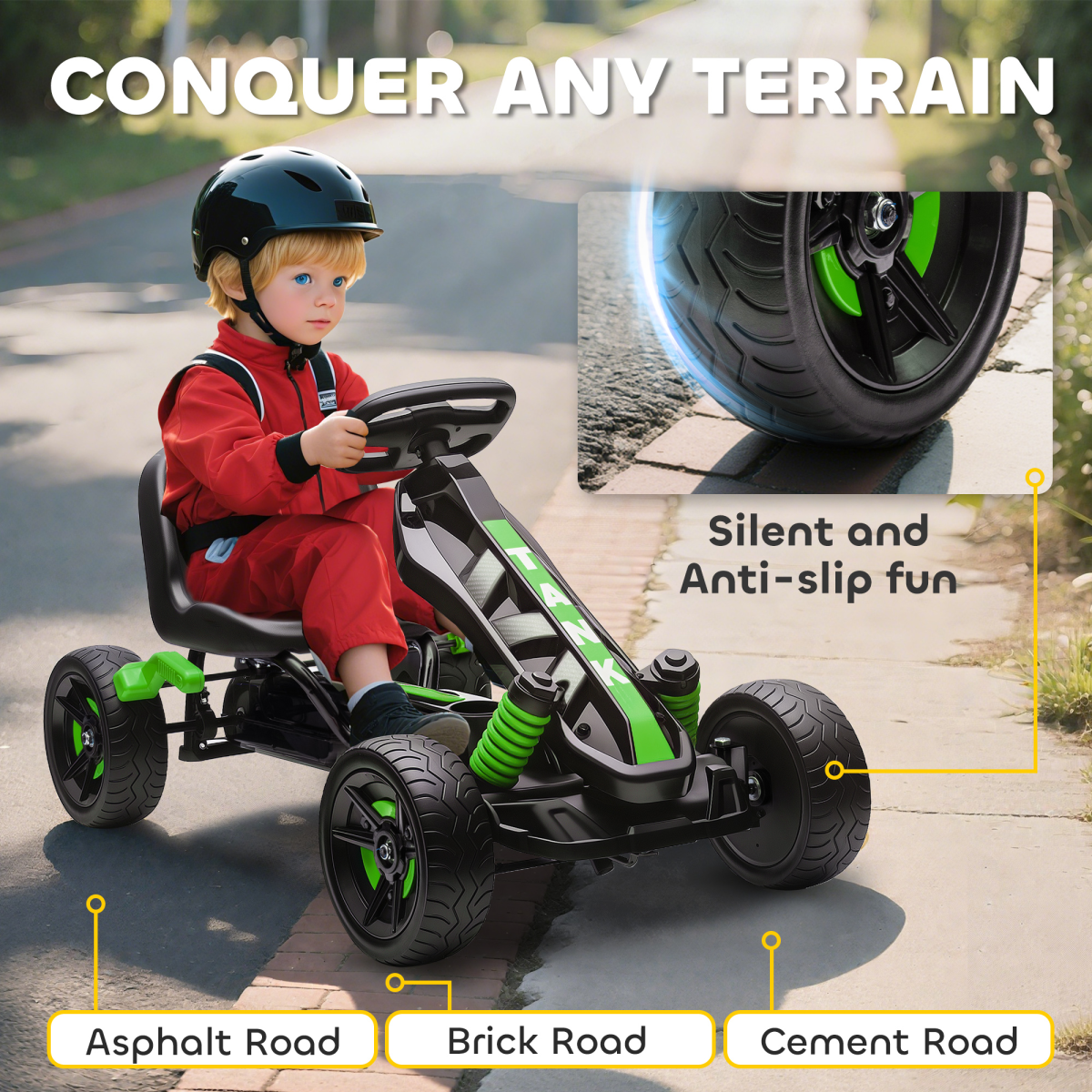AIYAPLAY Pedal Go Kart with Automatic Clutch, for Ages 3-6 Years, Blue