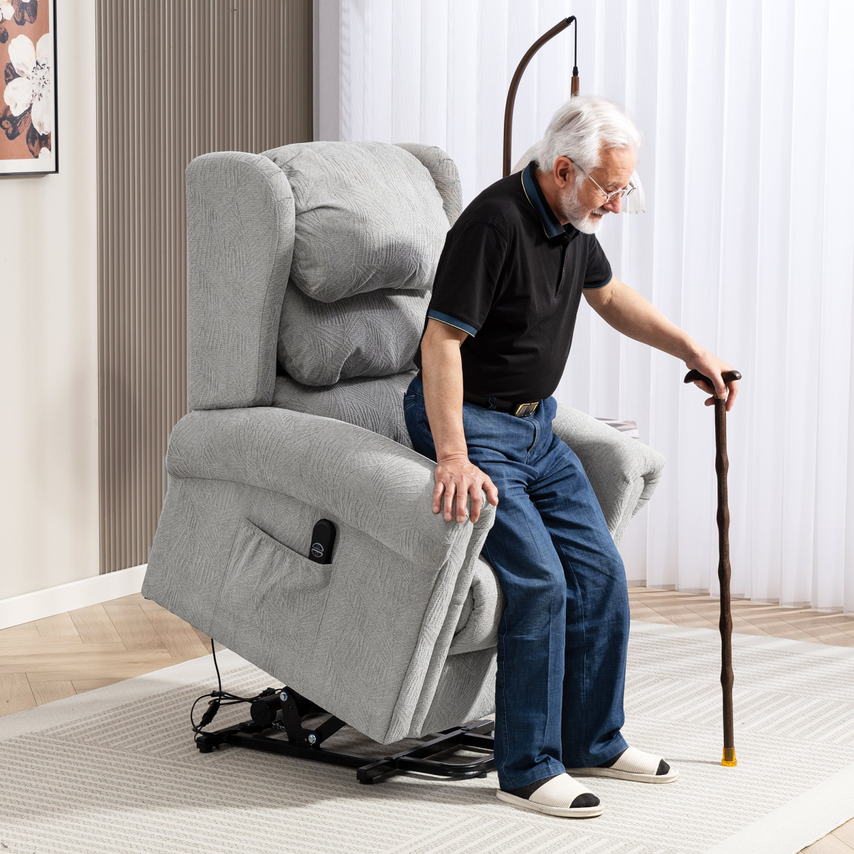 HOMCOM Power Lift Recliner Chair for Elderly with Remote Control, Grey